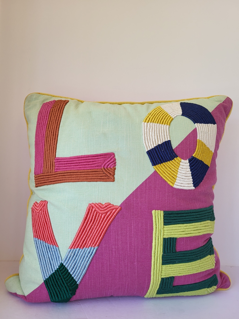 Anthropologie 'LOVE' Embroidered Accent Pillow 18"